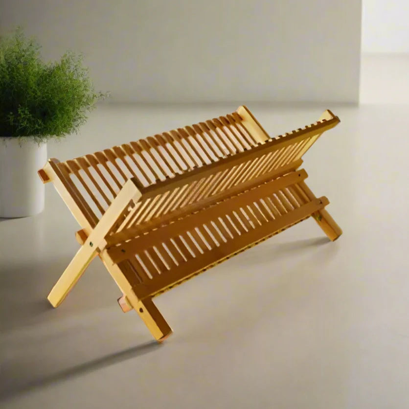 Multi-Layer Foldable Bamboo Dish Rack