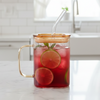 Mini Square Glass Tumbler & Straw with Airtight Lid