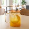 Mini Square Glass Tumbler & Straw with Airtight Lid