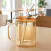 Mini Square Glass Tumbler & Straw with Airtight Lid