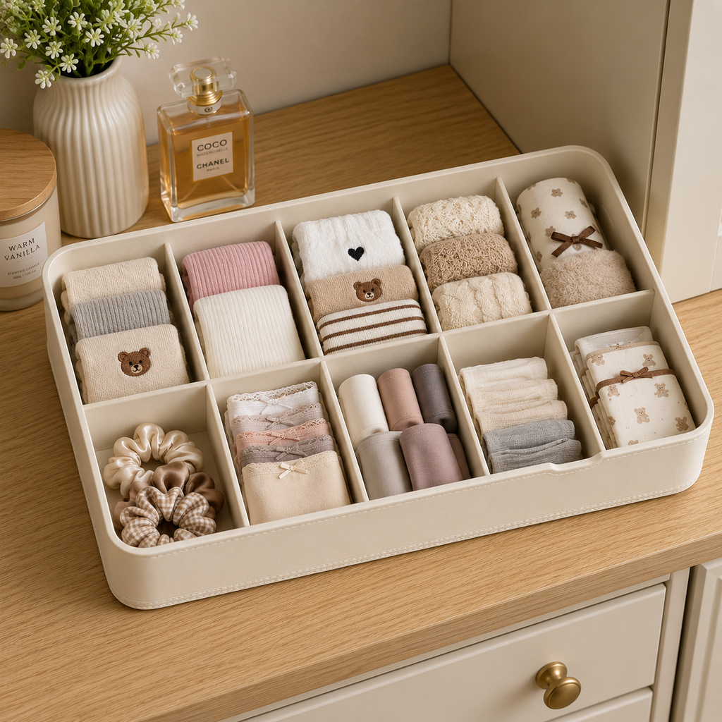 LuxeNest 10-Grid Wardrobe Organizer Box