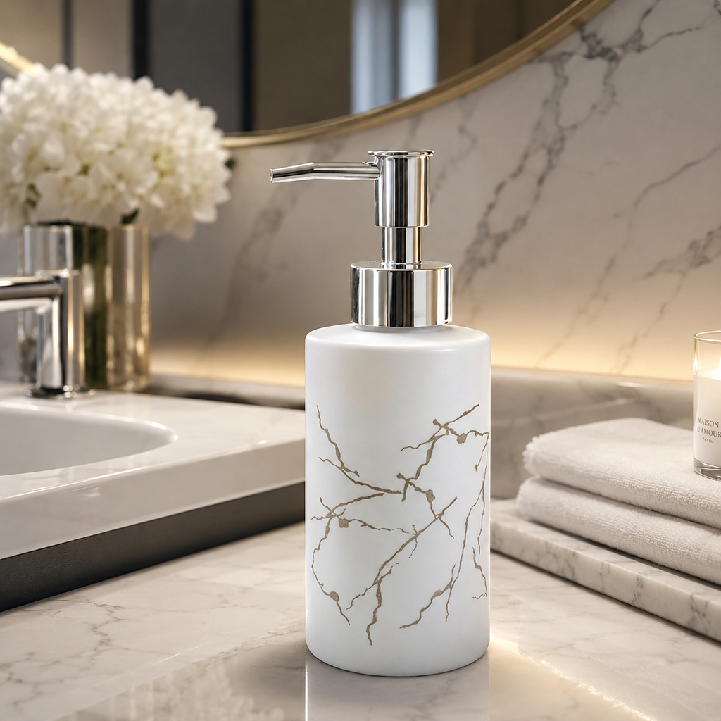 Marble Print Glass Liquid Soap Dispenser