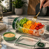 Dual-Opening Salad Jar with Built-In Sauce Cup