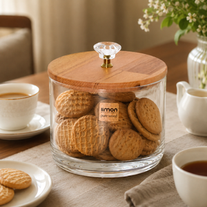 Glass Candy Jar with Wooden Lid (2178) by Limon