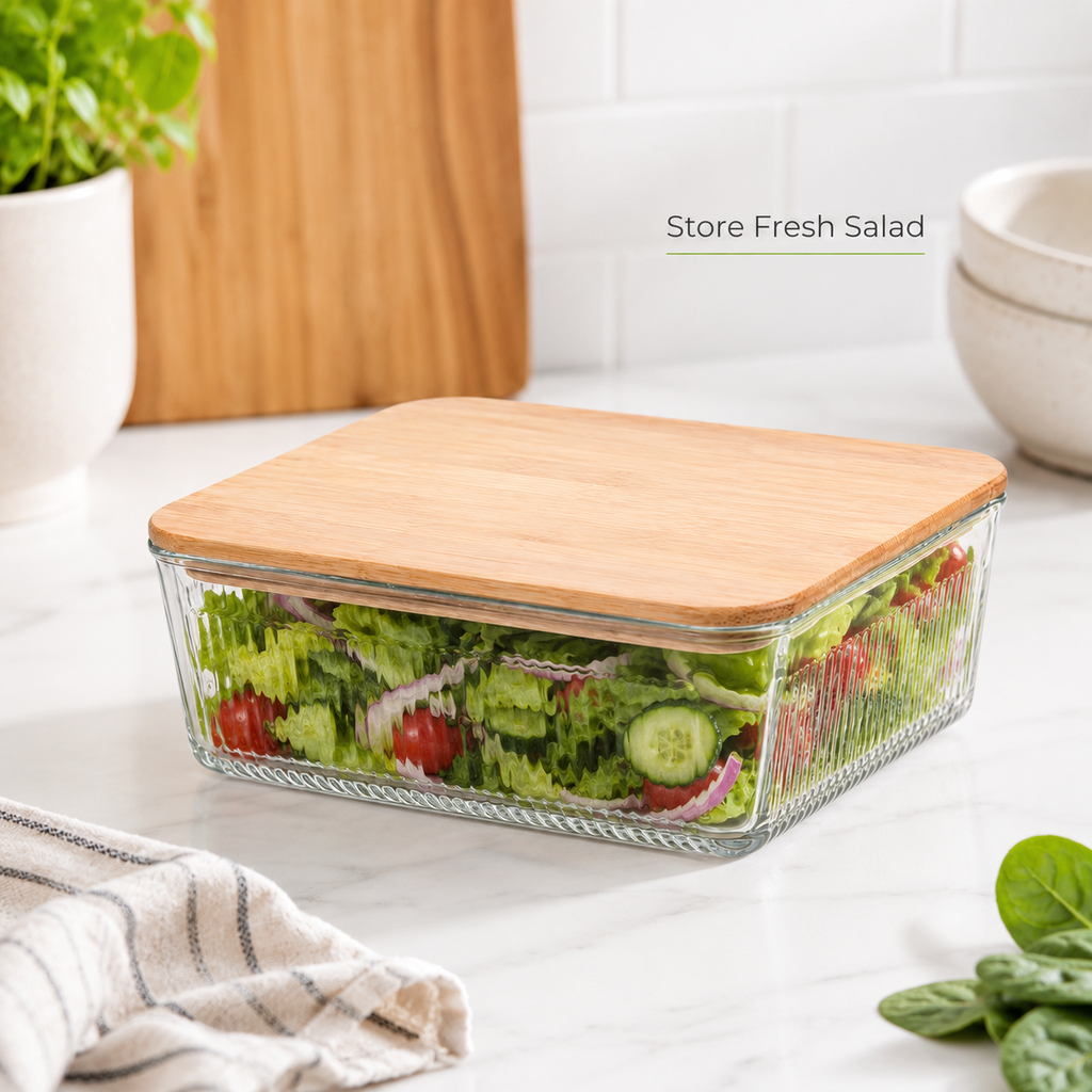 Robust Glass Container with Wooden Lid (2192) By Limon