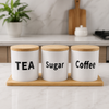 Airtight Glass Tea, Coffee & Sugar Jar Set with Bamboo Tray