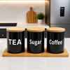 Airtight Glass Tea, Coffee & Sugar Jar Set with Bamboo Tray