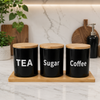 Airtight Glass Tea, Coffee & Sugar Jar Set with Bamboo Tray