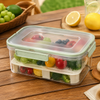 Airtight Produce Storage Container with Raised Slotted Tray