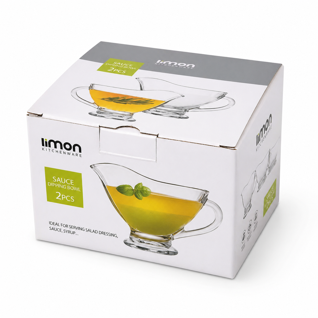 2-Pcs Sauce Dipping & Serving Glass Bowls (2356) by Limon