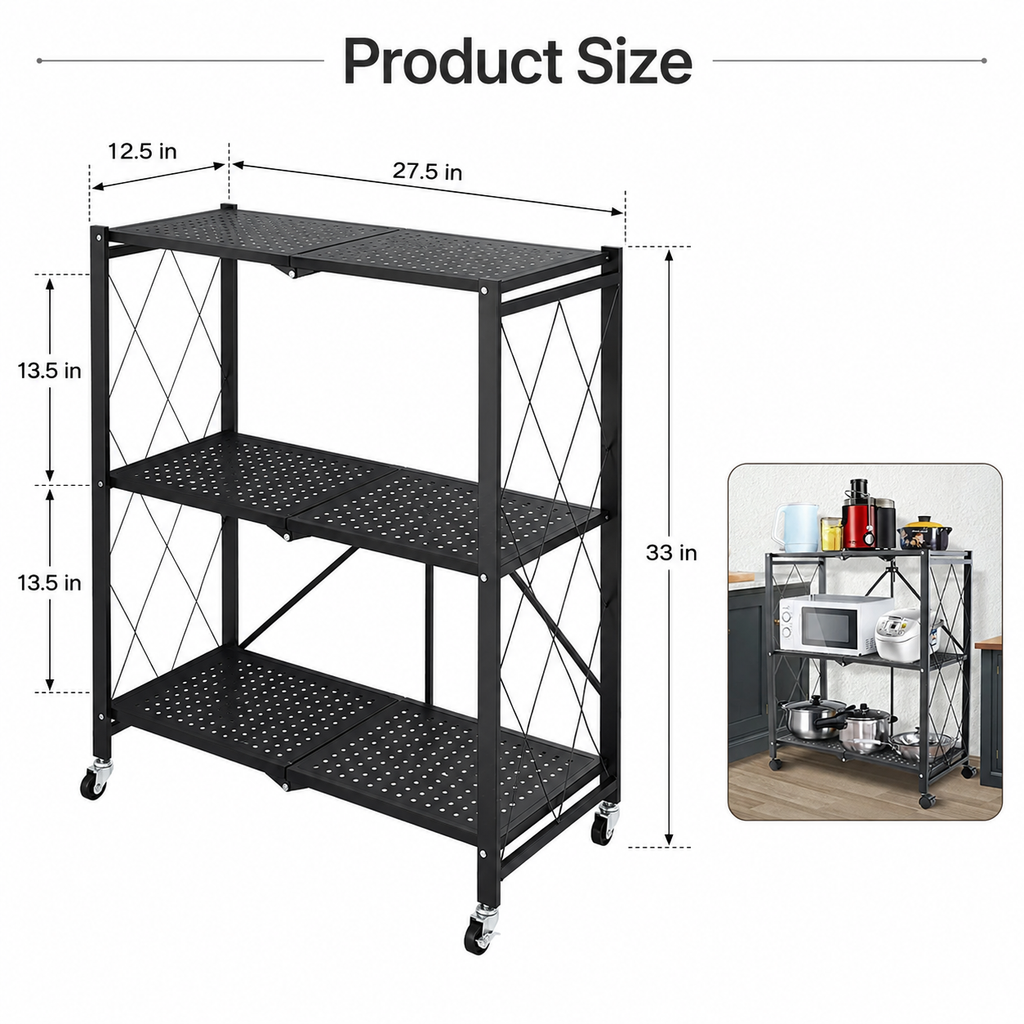 Foldable Kitchen Trolley