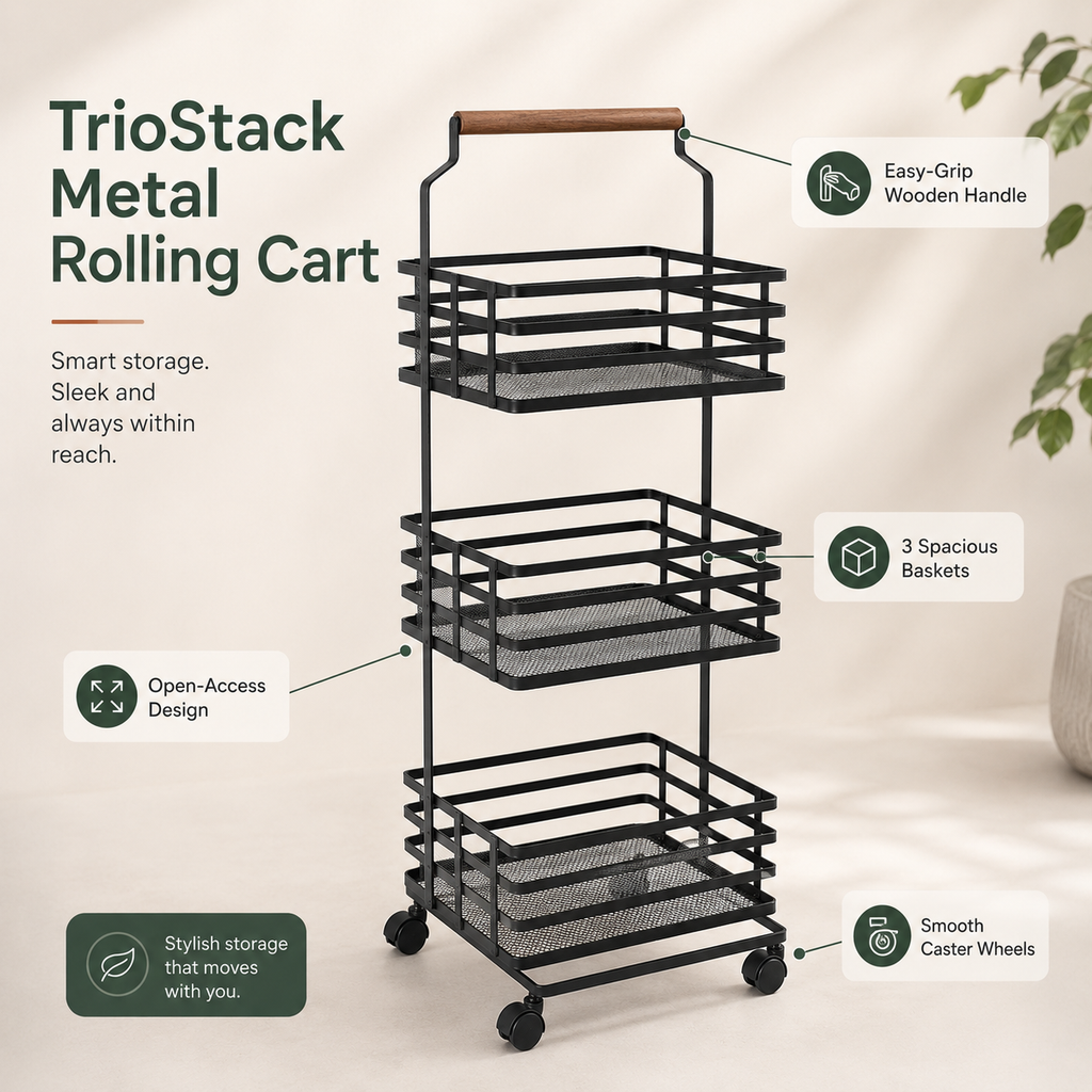 TrioStack Metal Rolling Cart by Matrix
