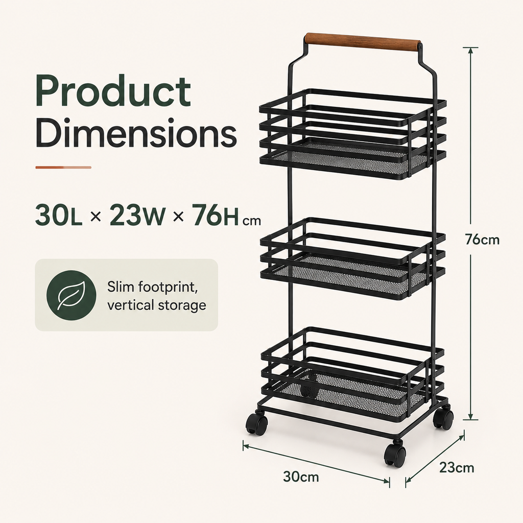 TrioStack Metal Rolling Cart by Matrix