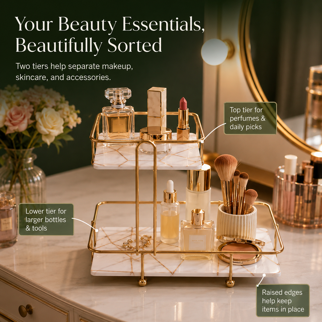 SquaRectangle 2-Tier Golden Vanity Stand by Matrix