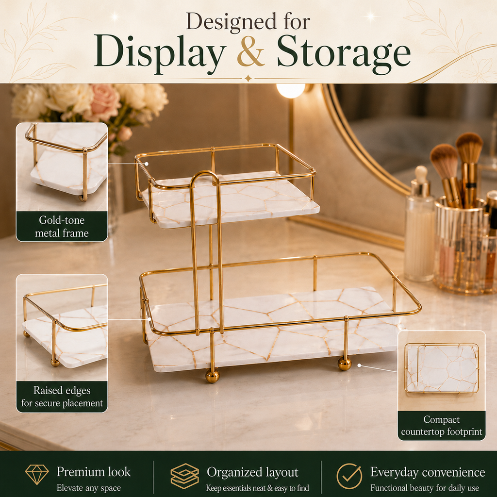 SquaRectangle 2-Tier Golden Vanity Stand by Matrix