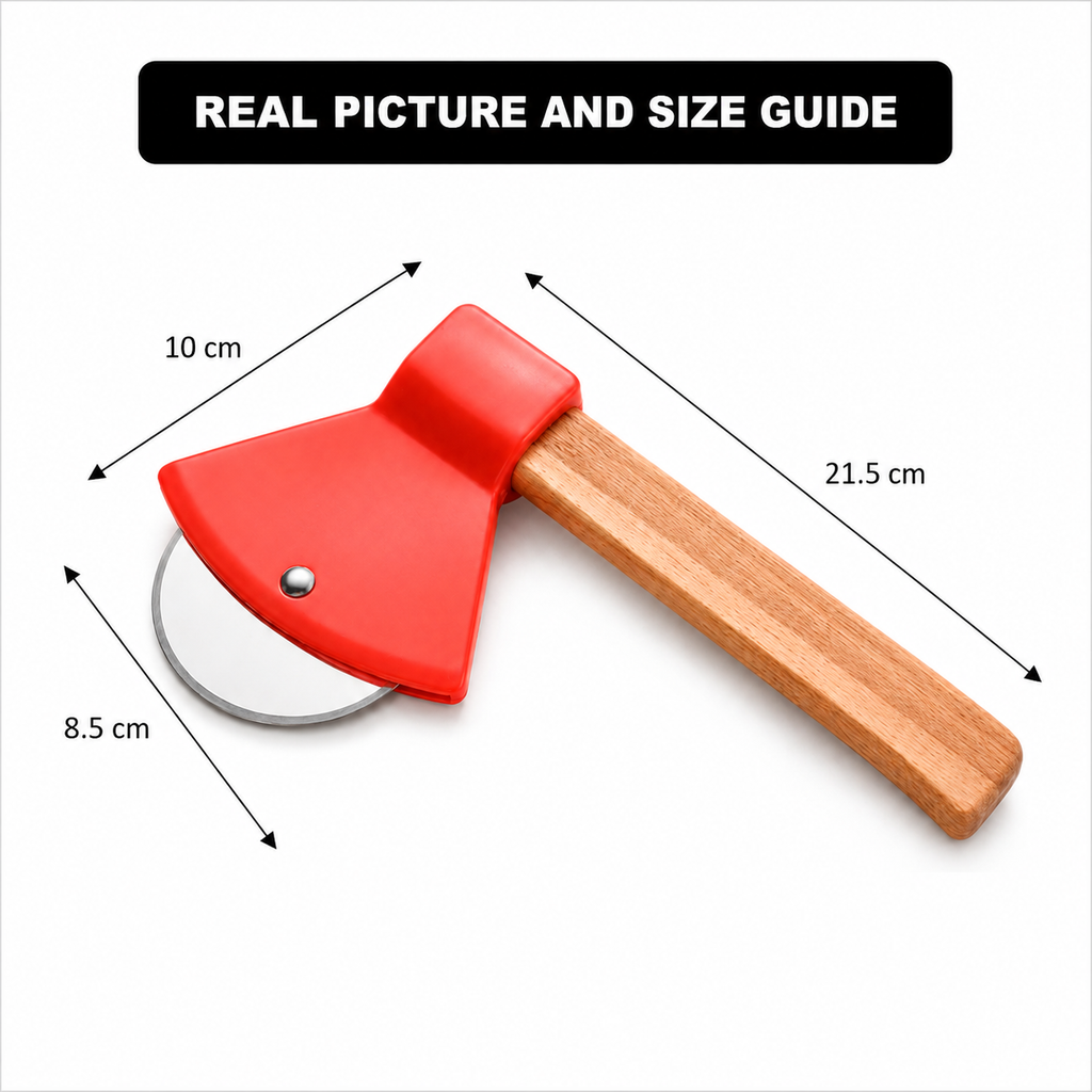 Axe-Style Pizza Rolling Cutter with Bamboo Handle