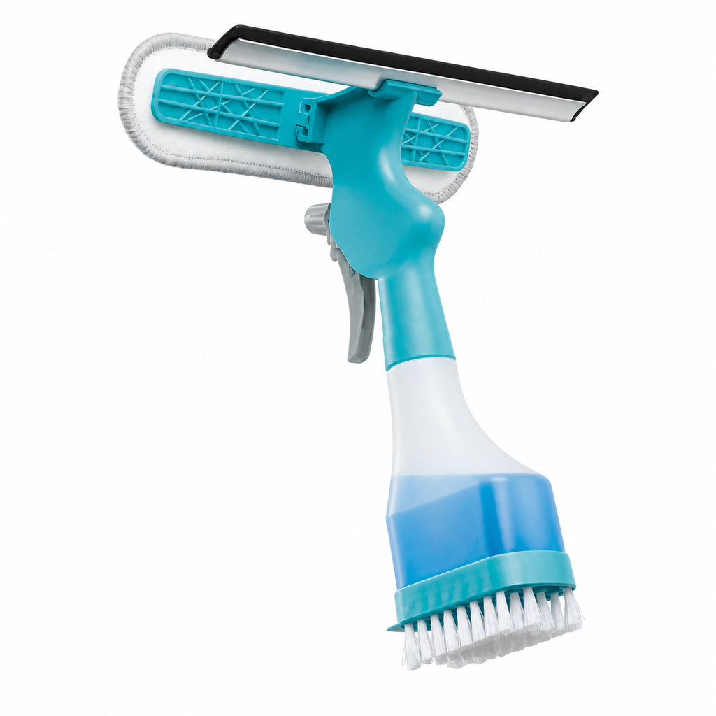 4in1 Water Spraying Double Sided Window Cleaning Squeegee