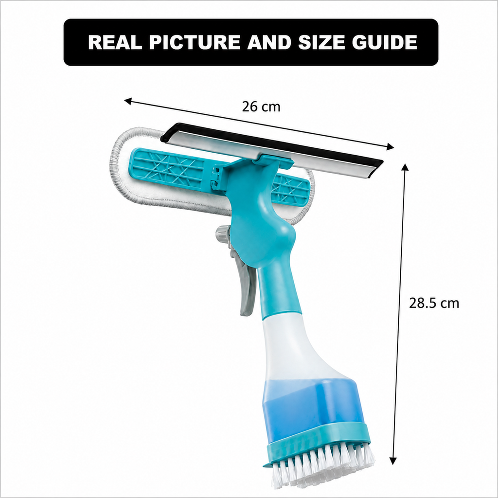 4in1 Water Spraying Double Sided Window Cleaning Squeegee