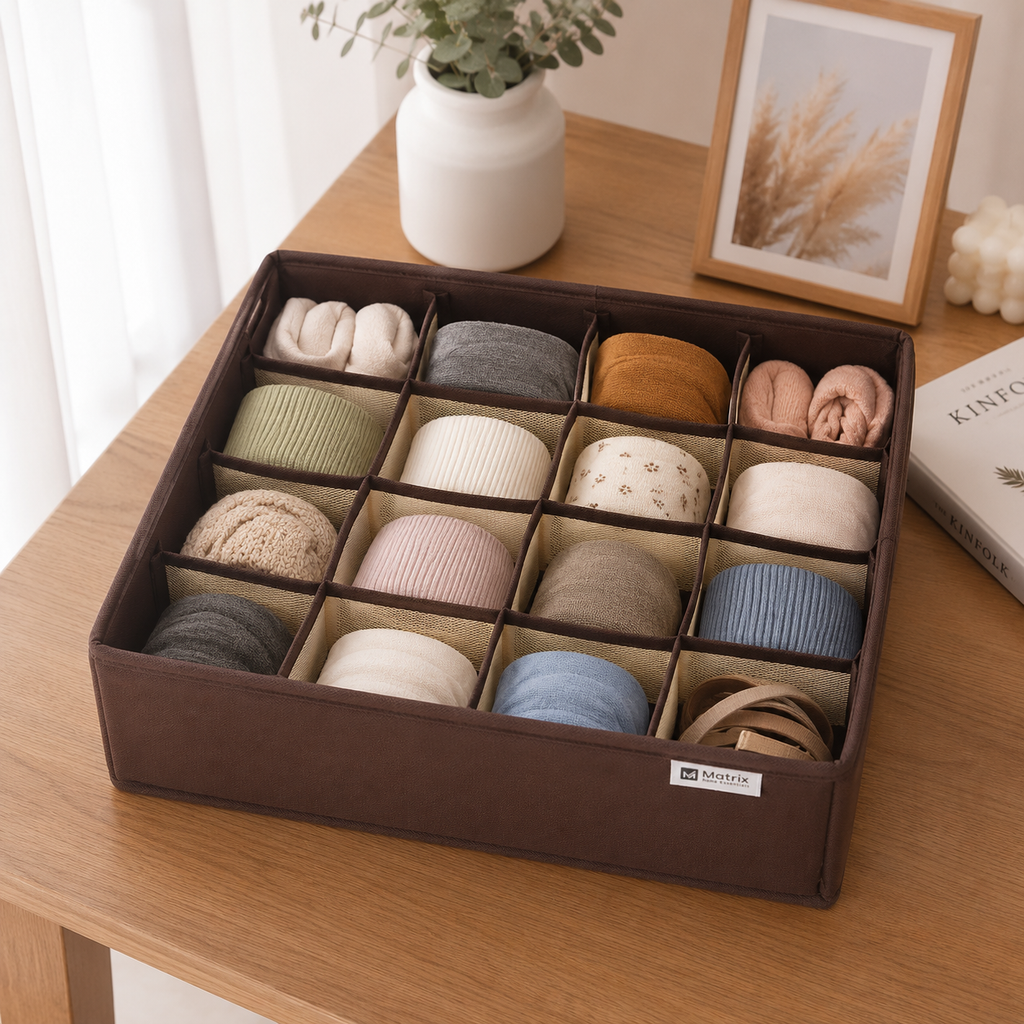 FlexFold 16-Grid Drawer & Wardrobe Organizer by Matrix