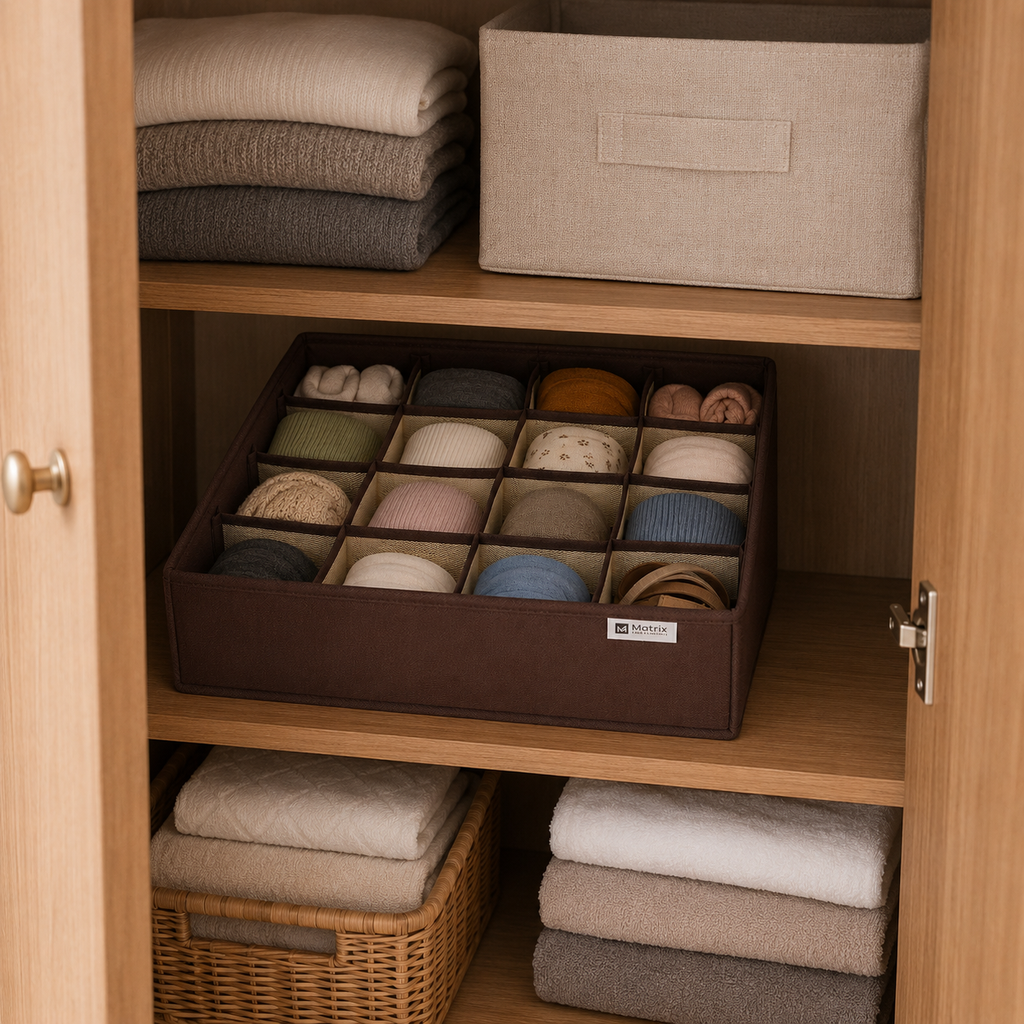 FlexFold 16-Grid Drawer & Wardrobe Organizer by Matrix