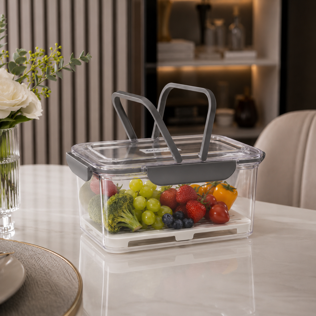 Airtight Storage Box with Drainer and Carry Handles