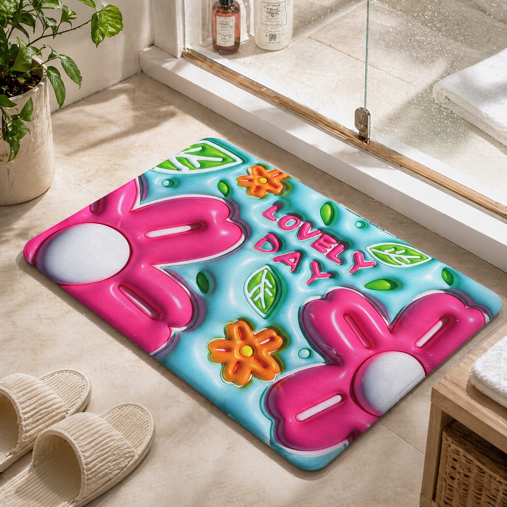 3D Blossom QuickDry Non-Slip Bath Mat