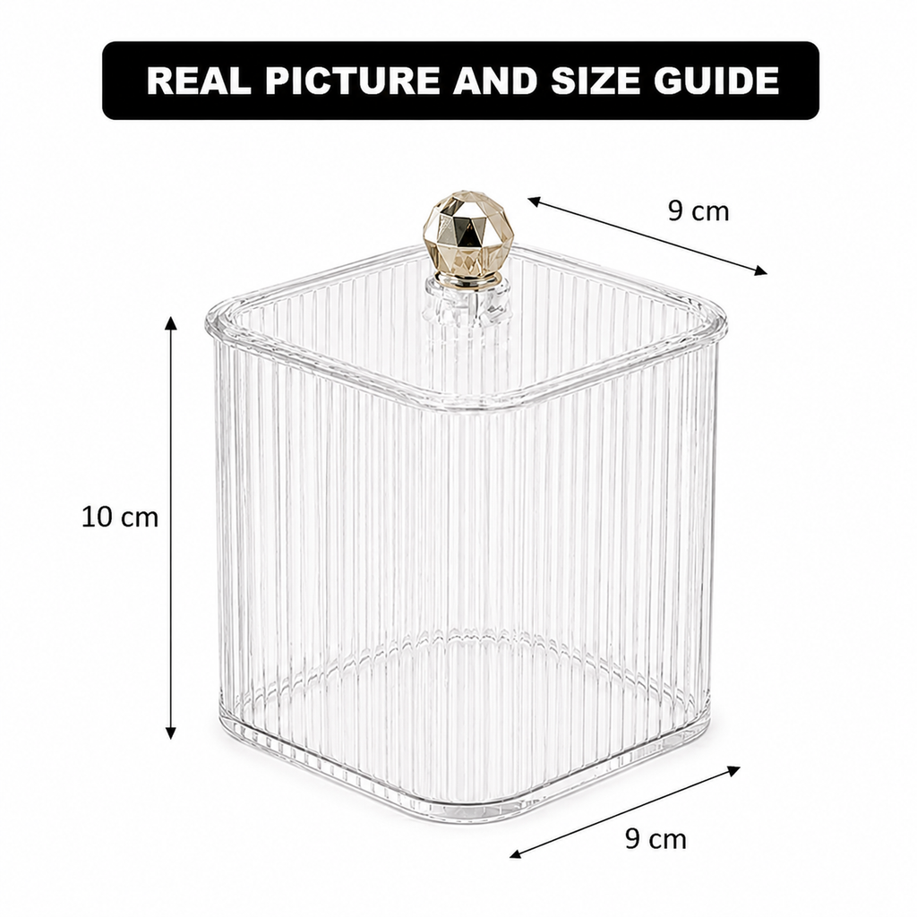 Fluted Cotton Pad & Swab Organizer with Lid