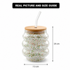 GlitterGlow Curvy Glass Tumbler with Bamboo Lid & Glass Straw