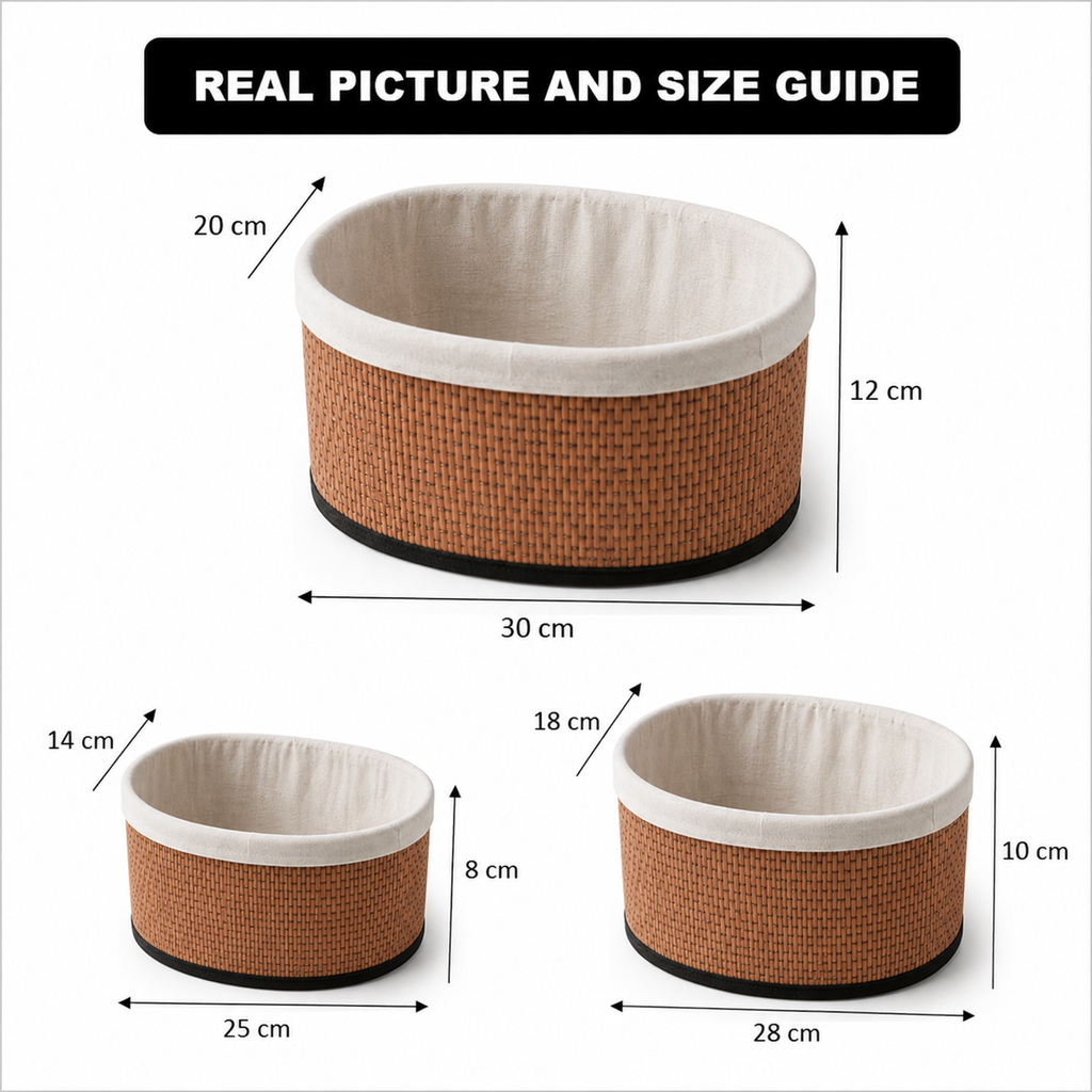3-Pcs Oval Storage Basket Set