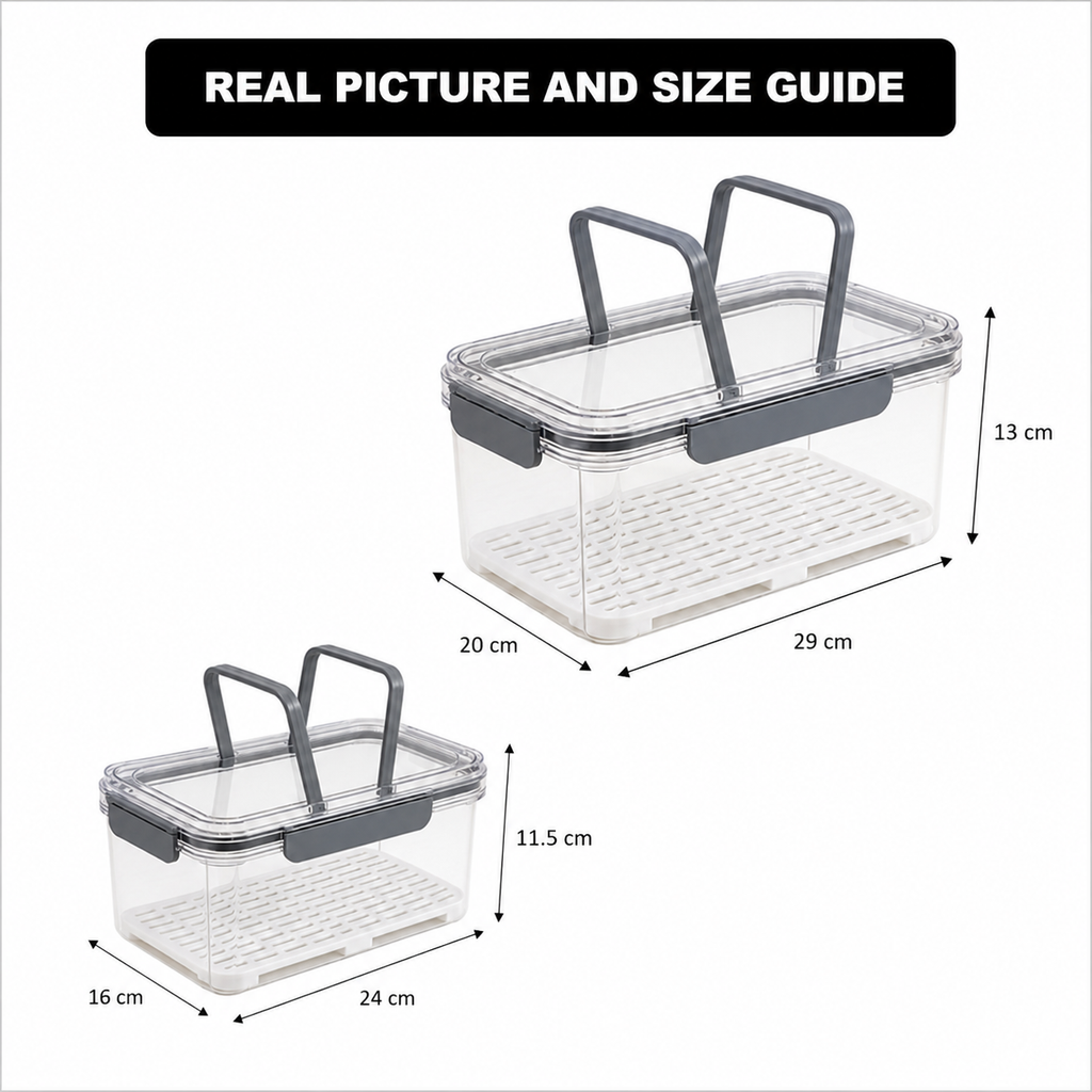 Airtight Storage Box with Drainer and Carry Handles