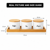 StyleServe Coffee Tea Sugar Glass Jar Set with Bamboo Tray