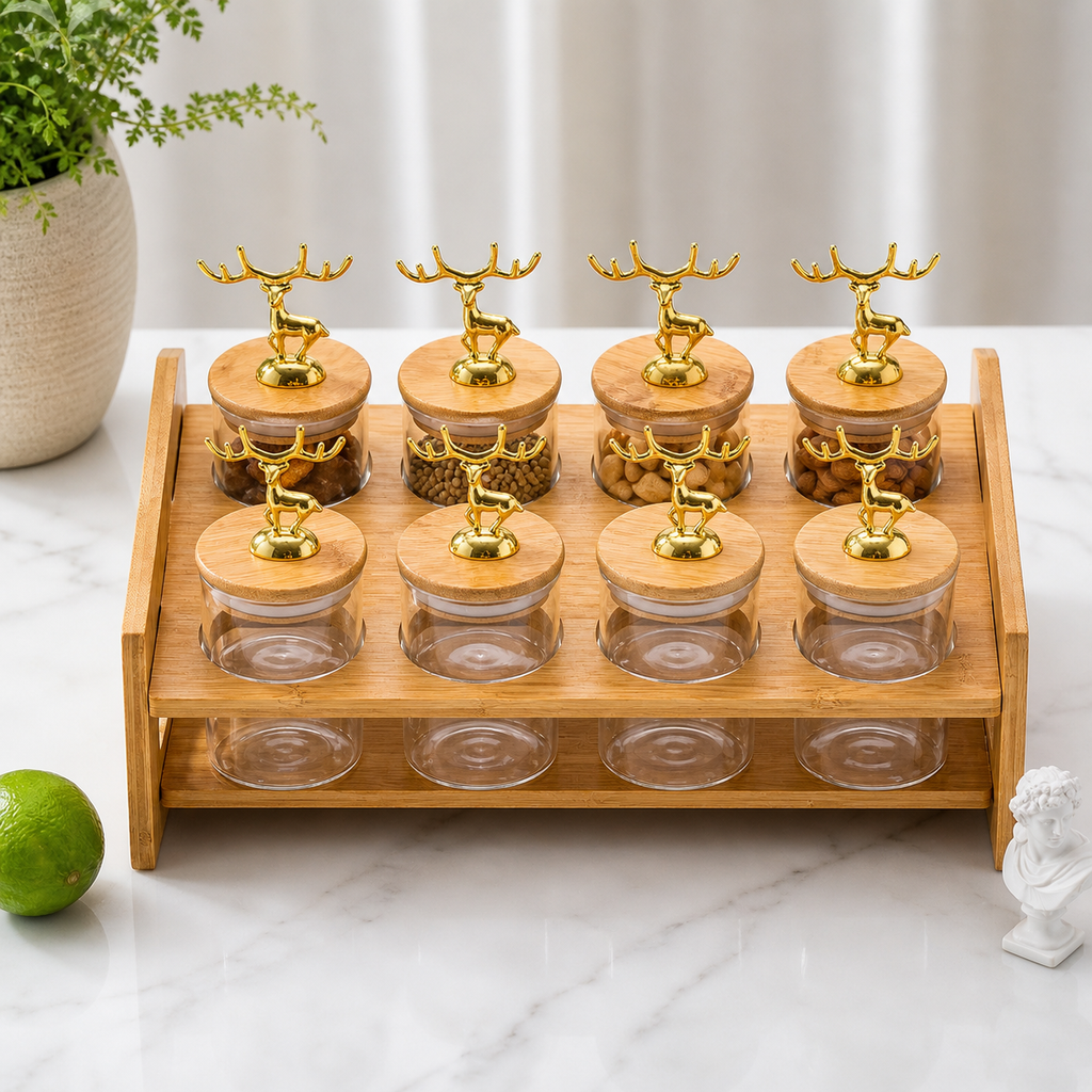 Royal Golden Deer 8-Piece Glass Jar Station (1170)