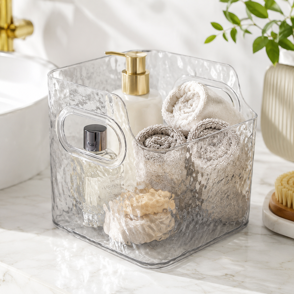 Clear Open Top Storage Organiser with Side Handles