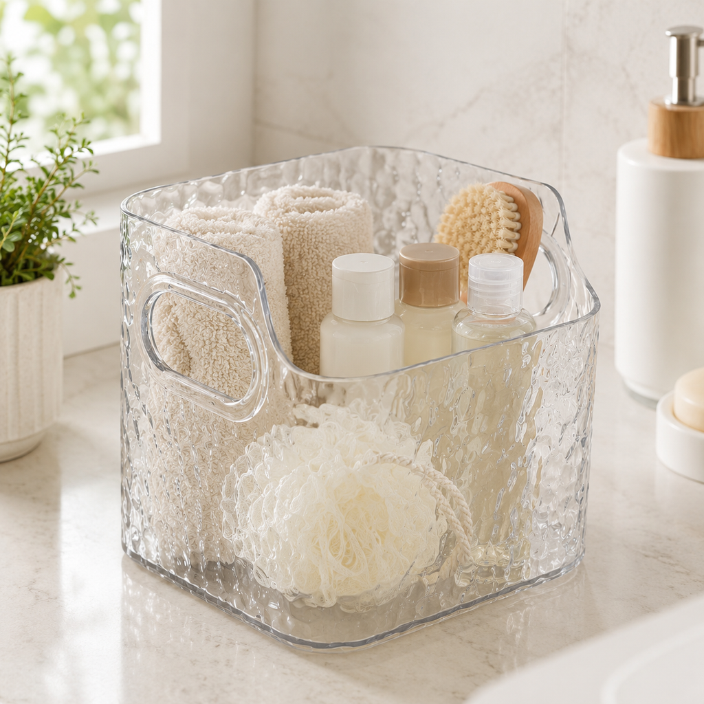 Clear Open Top Storage Organiser with Side Handles