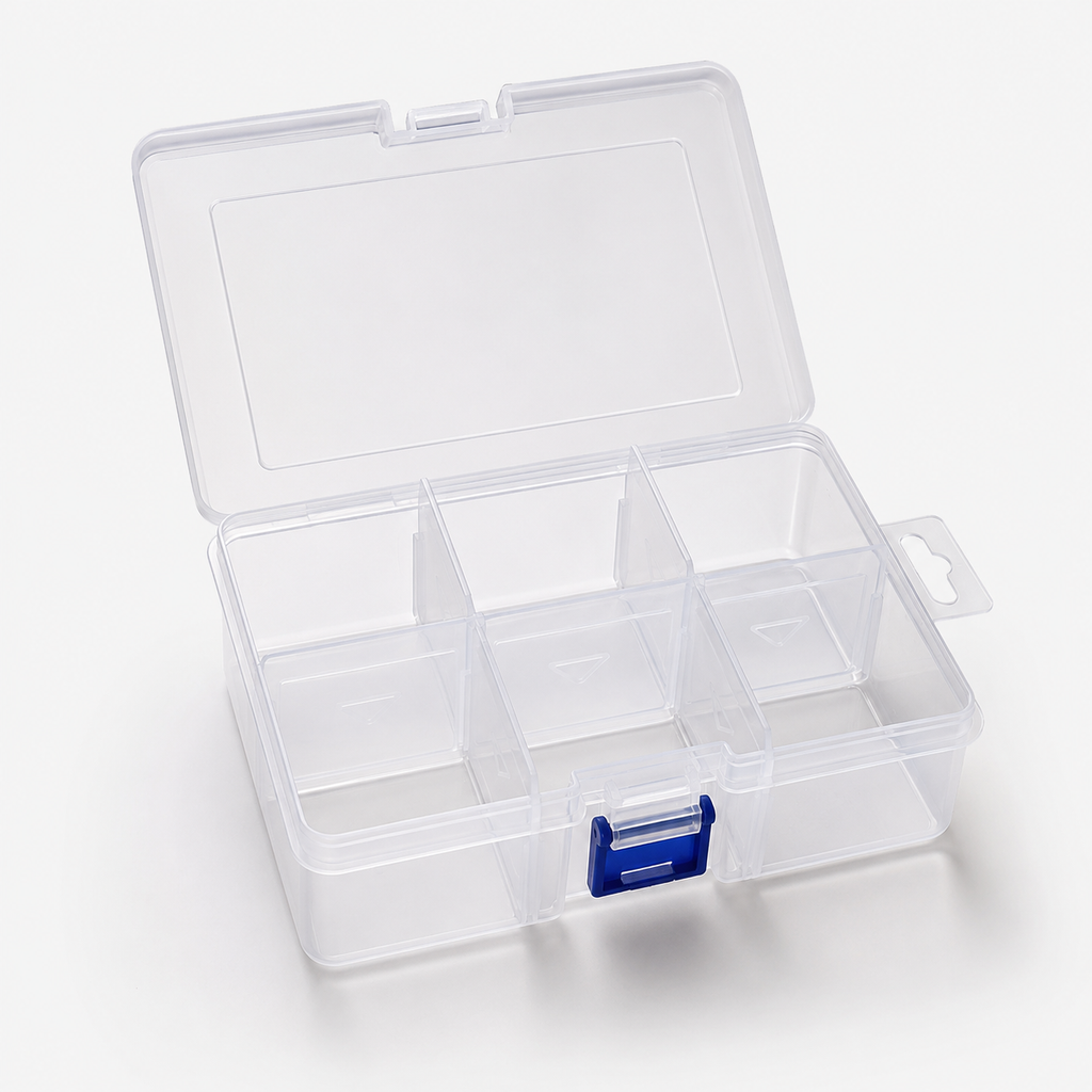 Clear Organizer Box with Adjustable Dividers – Up to 6 Sections