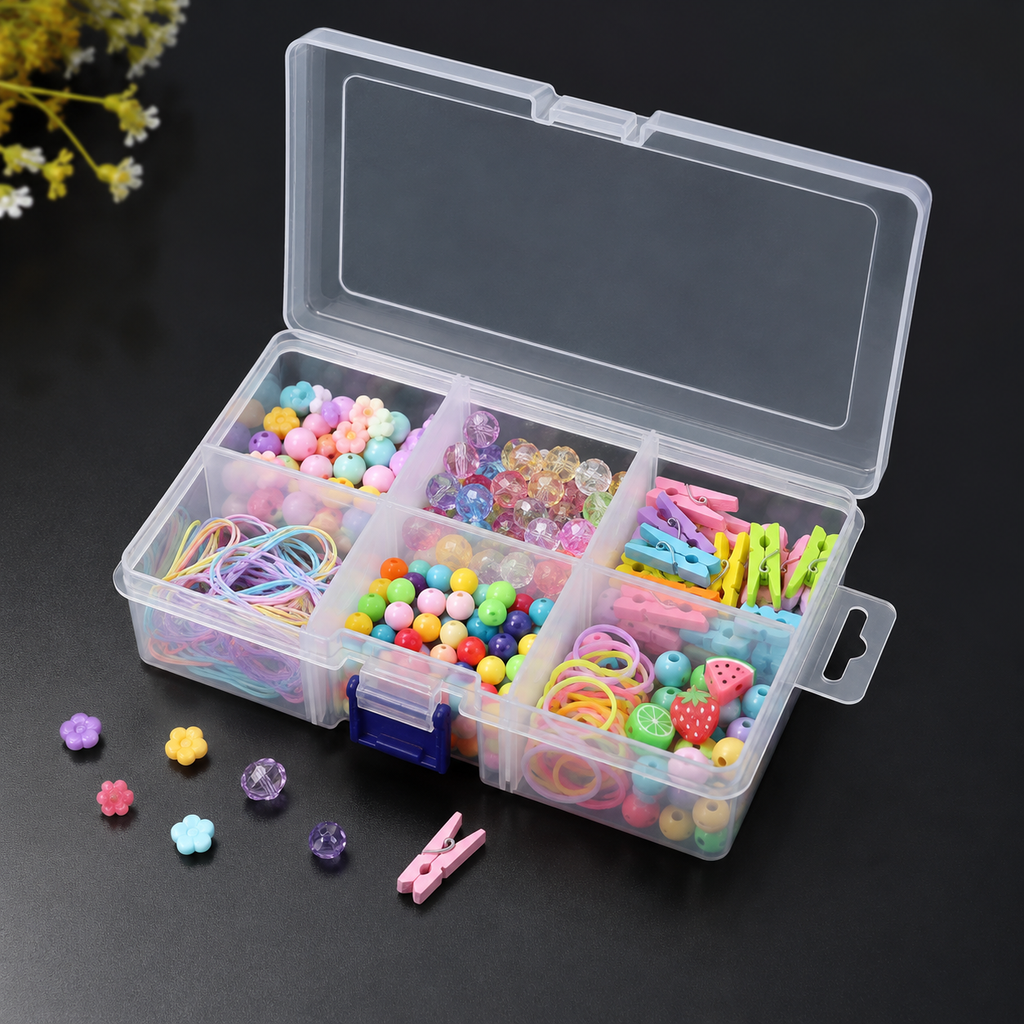 Clear Organizer Box with Adjustable Dividers – Up to 6 Sections