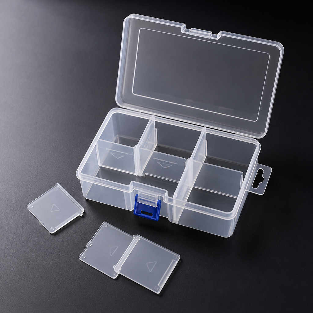 Clear Organizer Box with Adjustable Dividers – Up to 6 Sections