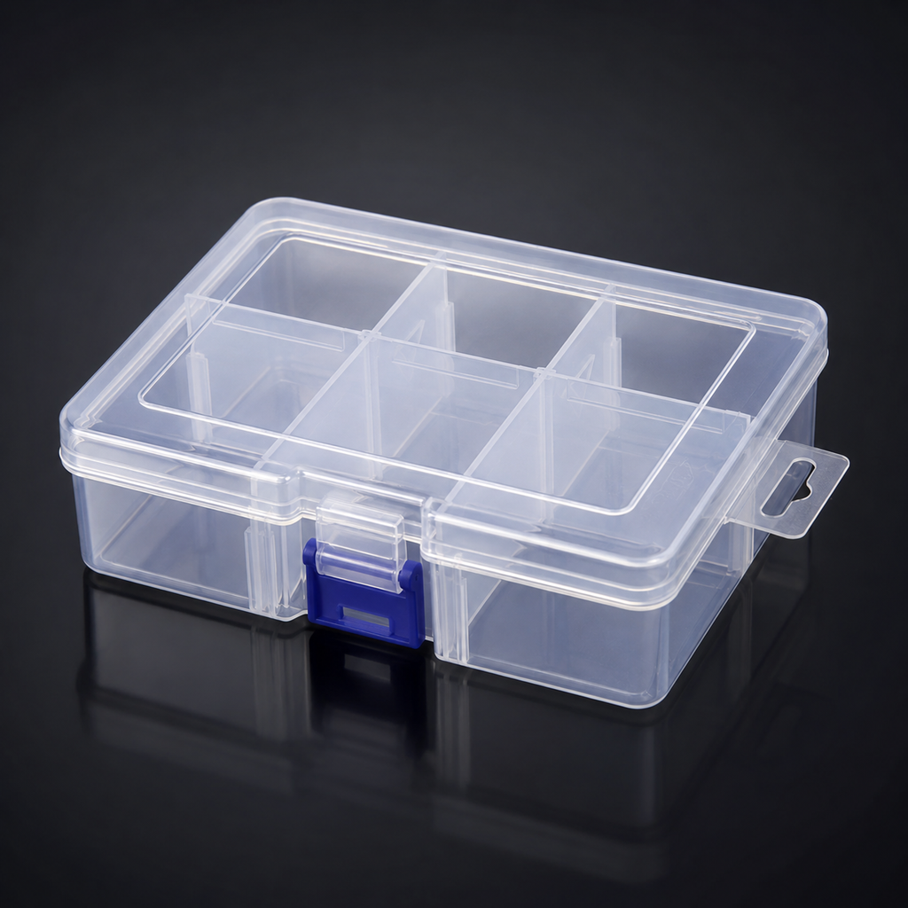 Clear Organizer Box with Adjustable Dividers – Up to 6 Sections