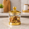 Clear Textured Acrylic Storage Jar with Gold Accent Lid