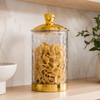 Clear Textured Acrylic Storage Jar with Gold Accent Lid