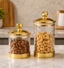 Clear Textured Acrylic Storage Jar with Gold Accent Lid