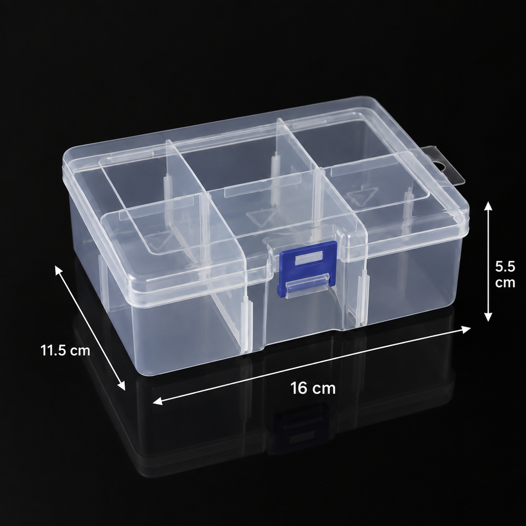 Clear Organizer Box with Adjustable Dividers – Up to 6 Sections