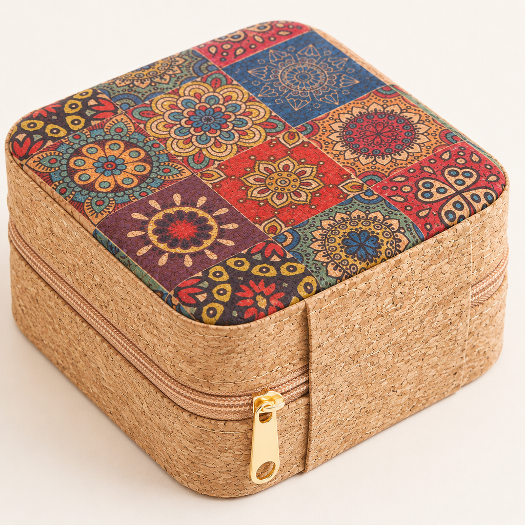 Compact Jewellery Organiser Box with Ring Rolls & Dividers