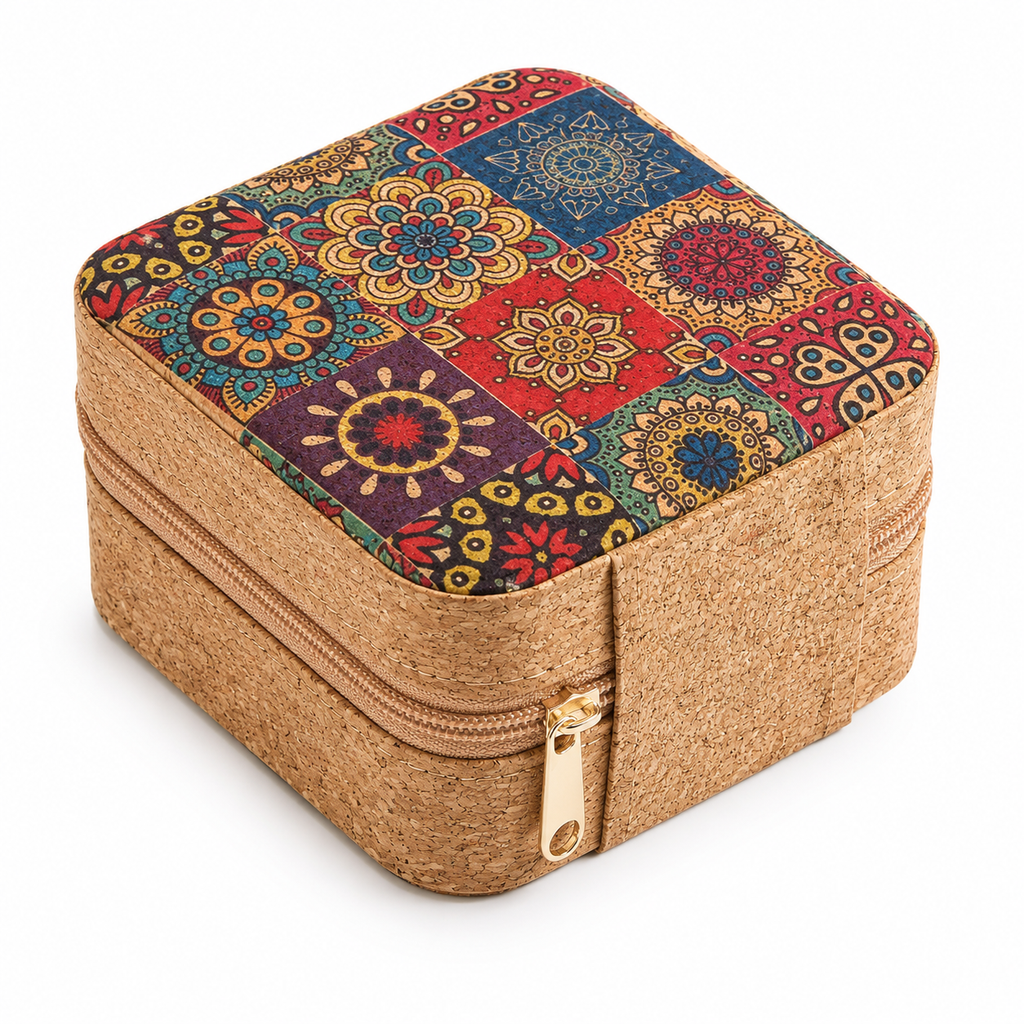 Compact Jewellery Organiser Box with Ring Rolls & Dividers