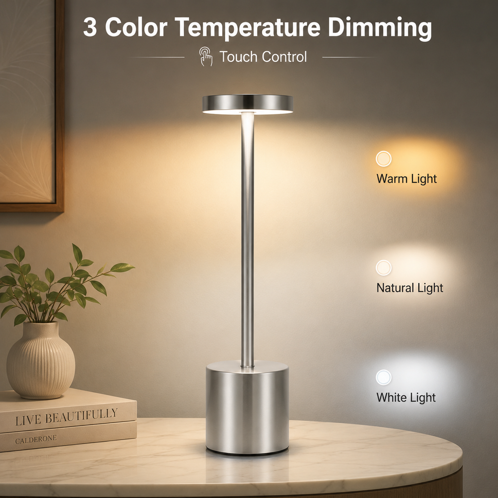 Dimmable 3-Colour Touch Table Lamp with USB-C Charging