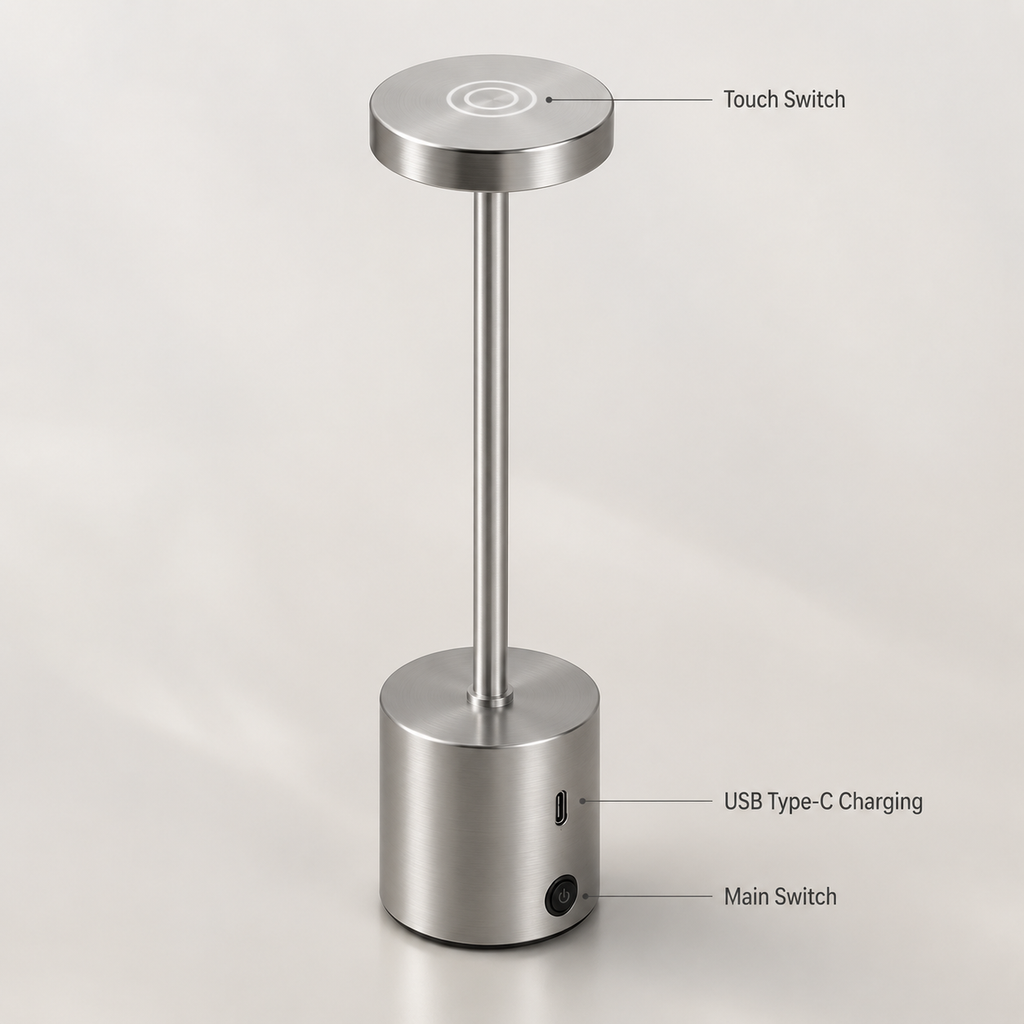 Dimmable 3-Colour Touch Table Lamp with USB-C Charging