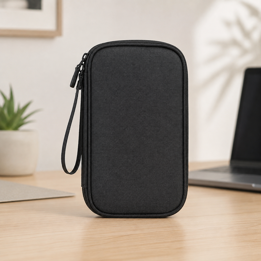Double-Layer Travel Tech Organizer with Wrist Strap