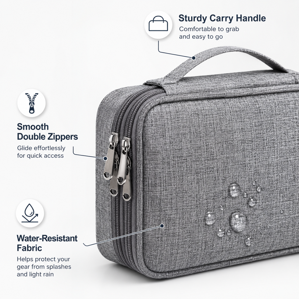 Double-Layer Waterproof Electronics Organizer Travel Bag