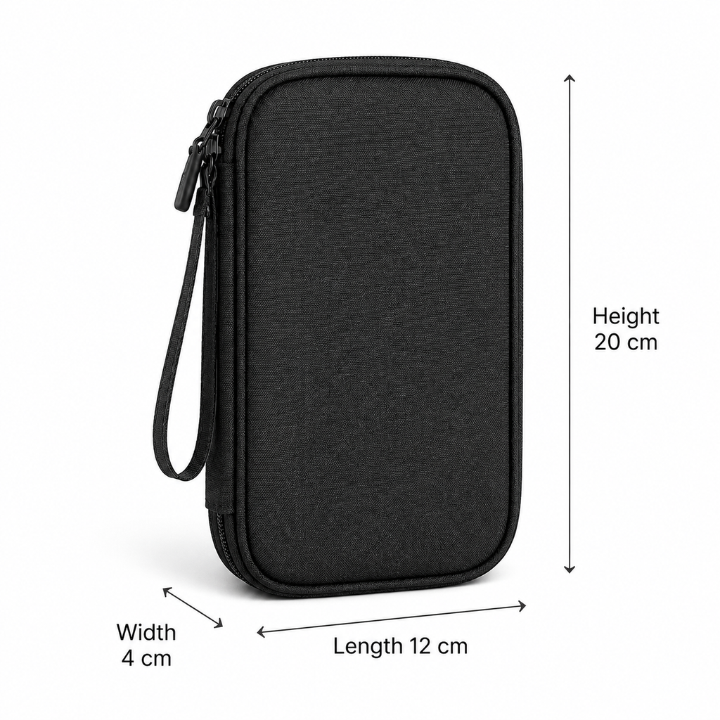 Double-Layer Travel Tech Organizer with Wrist Strap