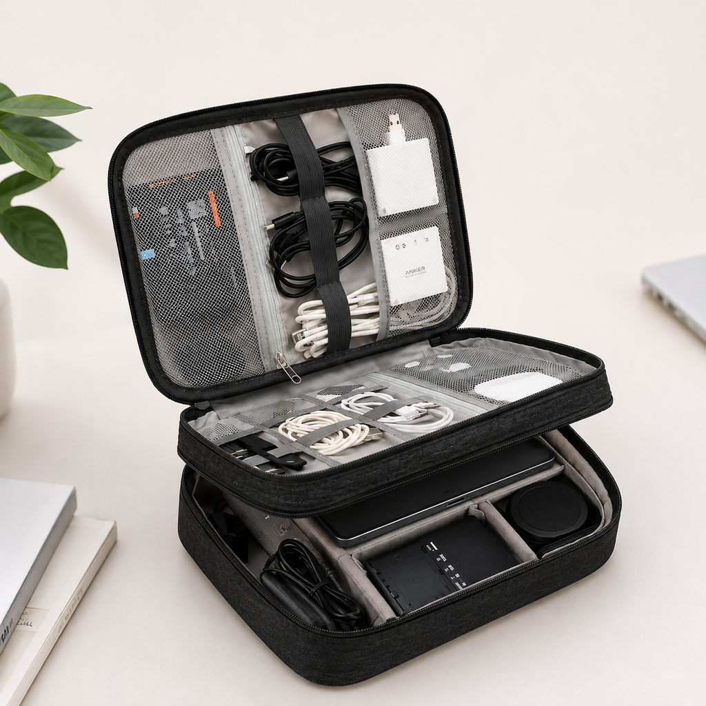 Double-Layer Waterproof Electronics Organizer Travel Bag